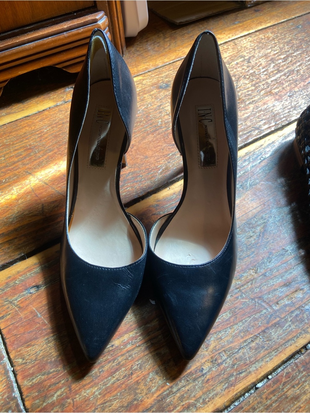 INC International Concepts Black D'Orsay Pointed-Toe Pumps